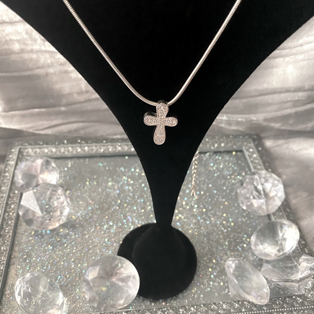Sterling Silver Diamond Accent Cross Necklace